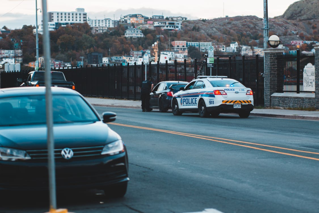 a police car parked on the street