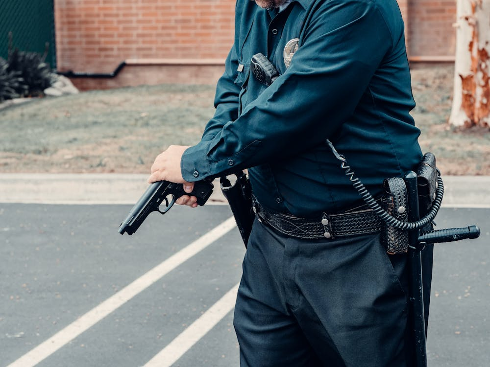 An armed security professional with a gun