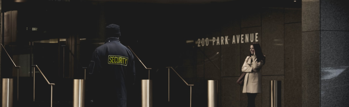 An armed security guard patrolling a store